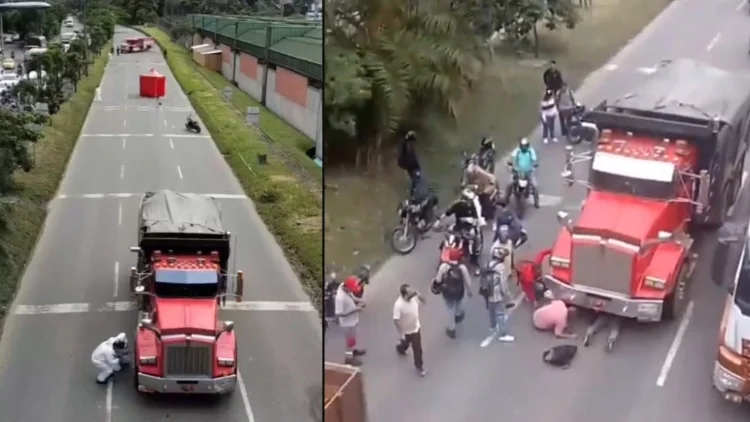 Terrible accidente de tránsito en Envigado murió atropellado por camión
