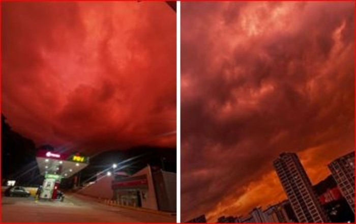Cielo Rojo- terremoto- Venezuela-Caracas- La Guaira- 1Jul