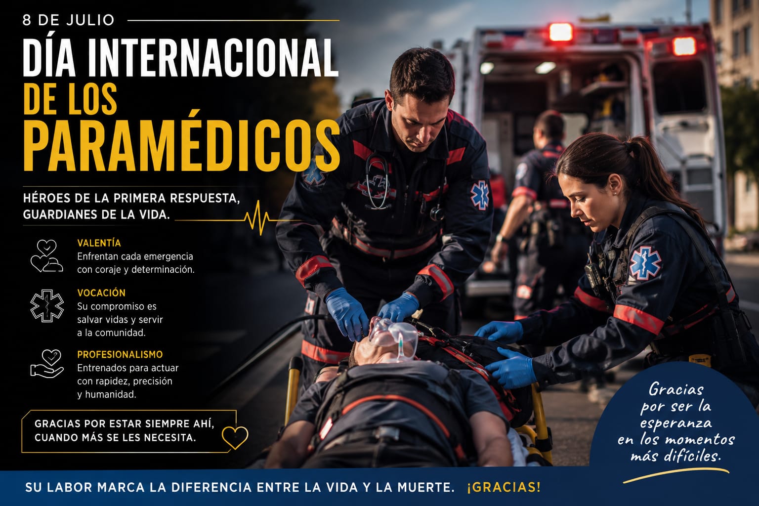 En el Día Internacional de los Paramédicos se reconoce el compromiso, la valentía y la vocación de quienes protegen vidas todos los días.